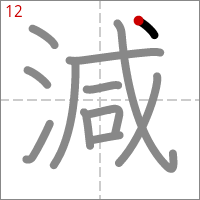Kanji 減 tracé 12