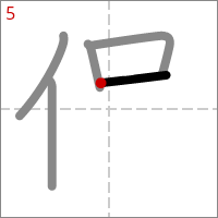 Kanji 促 tracé 5