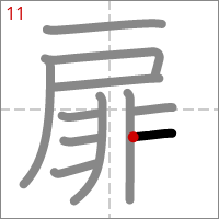 Kanji 扉 tracé 11
