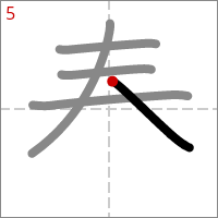 Kanji 泰 tracé 5