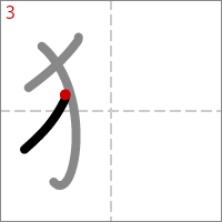 Kanji 狩 tracé 3
