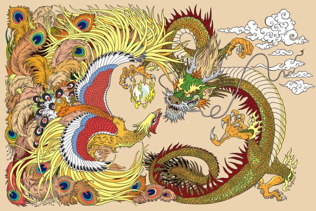 Hōō et dragon